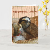 Happy Birthday Cutie Pie Sloth Kaart (Gele Bloem)
