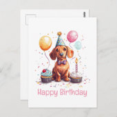 Happy Birthday Dachshund Dog  Briefkaart (Voorkant / Achterkant)