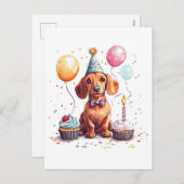 Happy Birthday Dachshund Dog  Feestdagenkaart (Voorkant / Achterkant)