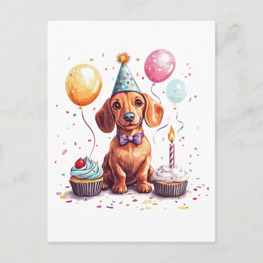 Happy Birthday Dachshund Dog  Feestdagenkaart (Voorkant)