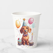 Happy Birthday Dachshund Dog  Papieren Bekers (Voorkant)