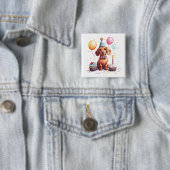 Happy Birthday Dachshund Dog  Vierkante Button 5,1 Cm (In situ)