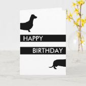Happy Birthday Dachshund Sausage Dog Kaart (Gele Bloem)