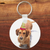Happy Birthday Dachshund Sleutelhanger (Voorkant)