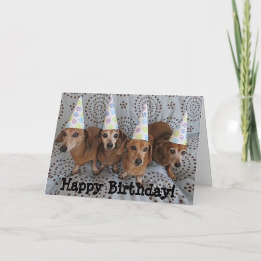 Happy Birthday Dachshund Wenskaart Kaart (Voorkant)
