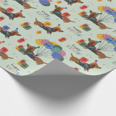 Happy Birthday Dachshunds Cadeaupapier (Hoek)
