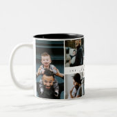 Happy Birthday Dad 8 Photo Collage Gift Keepsake Tweekleurige Koffiemok (Links)