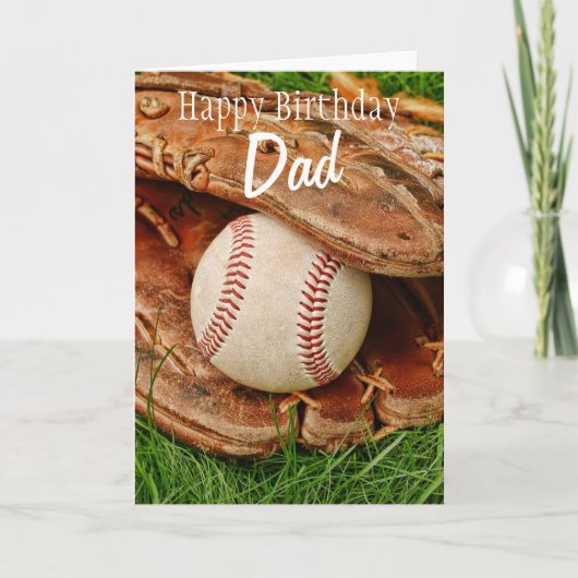 Happy Birthday Dad Baseball with Mitt Kaart (Voorkant)
