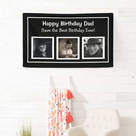 Happy Birthday Dad, Black Birthday Banner (Insitu)