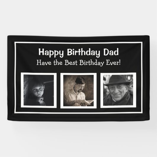 Happy Birthday Dad, Black Birthday Banner (Horizontaal)