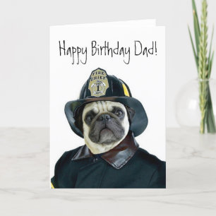 Happy Birthday Dad Brandweerman Pug wenskaart Kaart