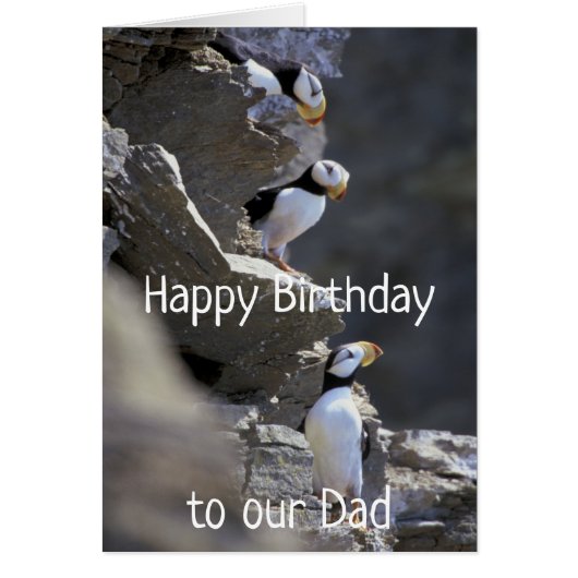 Happy Birthday Dad Cute Puffin Birds Animal Humor (Voorkant)