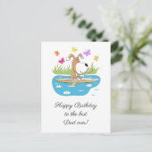 Happy Birthday Dad Dog Puppy Kayak Postcard Briefkaart (Staand voorkant)