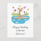 Happy Birthday Dad Dog Puppy Kayak Postcard Briefkaart (Voorkant)