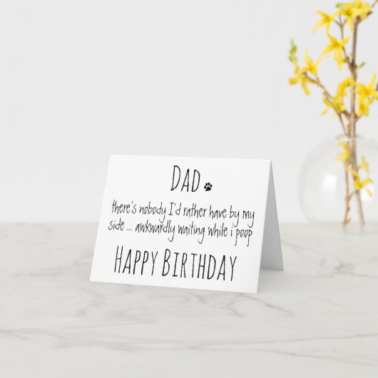 Happy Birthday Dad Funny Dog Humor - Dog Dad Card Kaart (Gele Bloem)