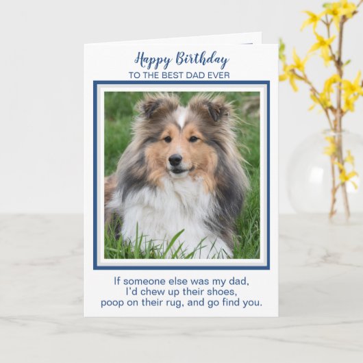 Happy Birthday Dad Funny Dog Worlds Beste Hond Pap Kaart (Gele Bloem)