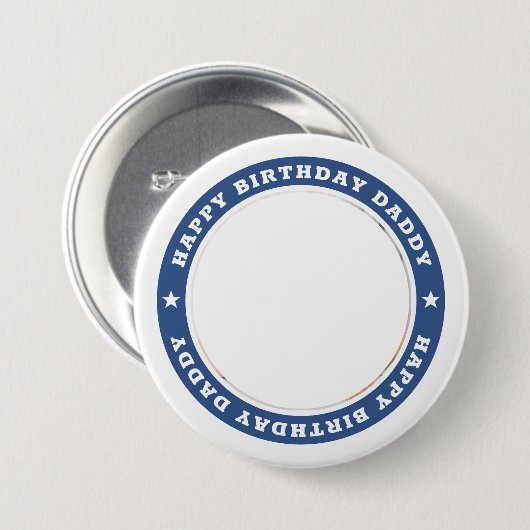 Happy Birthday Dad Modern Simple Custom Photo Ronde Button 7,6 Cm (Voorkant /achterkant)