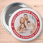 Happy Birthday Dad Modern Simple Custom Photo Ronde Button 7,6 Cm