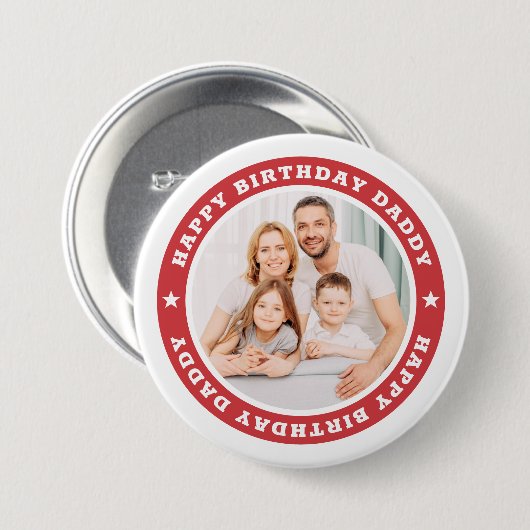 Happy Birthday Dad Modern Simple Custom Photo Ronde Button 7,6 Cm (Voorkant /achterkant)