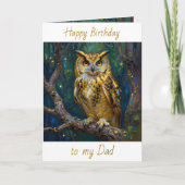 Happy Birthday Dad | Owl Themed  Kaart (Voorkant)