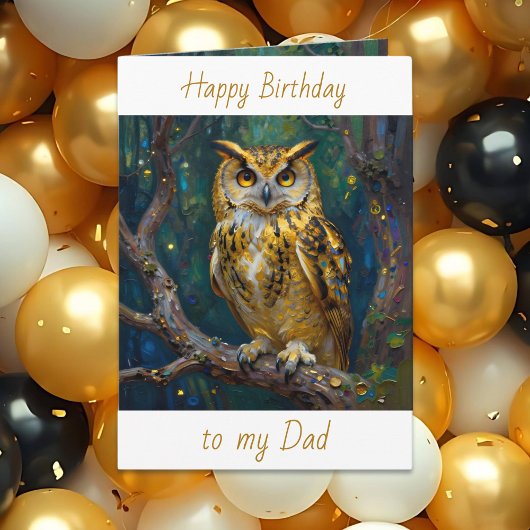 Happy Birthday Dad | Owl Themed  Kaart