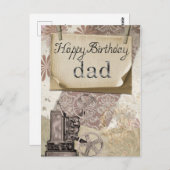 Happy Birthday Dad Retro Briefkaart (Voorkant / Achterkant)