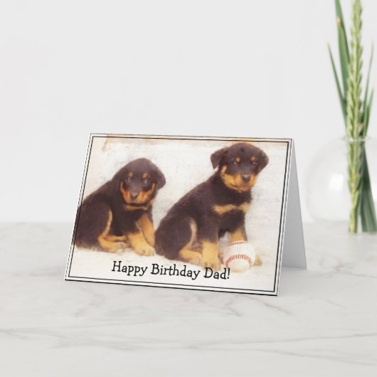 Happy Birthday Dad Rottweiler wenskaart Kaart (Voorkant)
