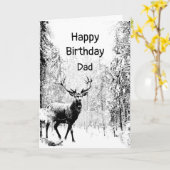 Happy Birthday Dad  Stag, Deer Animal Card Kaart (Gele Bloem)