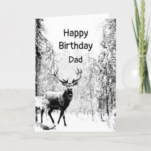 Happy Birthday Dad  Stag, Deer Animal Card Kaart