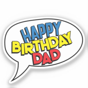 HAPPY BIRTHDAY DAD Stripboek Pop Art  Sticker