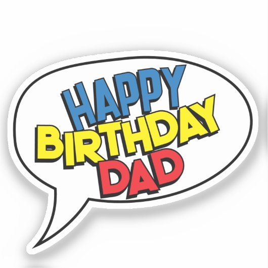 HAPPY BIRTHDAY DAD Stripboek Pop Art  Sticker (Voorkant)