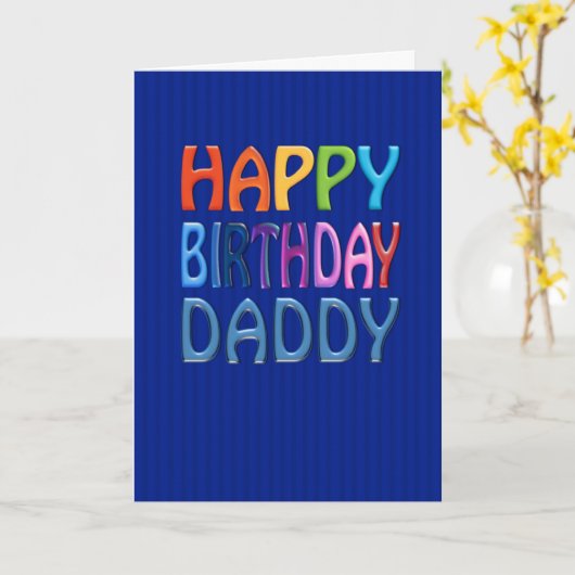 Happy Birthday Daddy leuk kleurrijk Wenskaart Kaart (Gele Bloem)