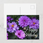 Happy Birthday Dahlia Lila en Petunia Briefkaart (Voorkant / Achterkant)