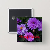 Happy Birthday Dahlia Lila en Petunia Button (Voorkant /achterkant)