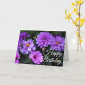 Happy Birthday Dahlia Lila en Petunia Kaart (Gele Bloem)