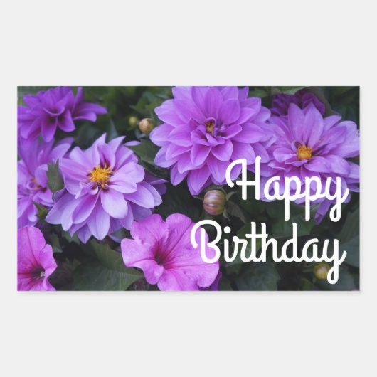 Happy Birthday Dahlia Lila en Petunia Stickers (Voorkant)