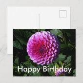 Happy Birthday Dahlia Pink Paradise #1 Briefkaart (Voorkant / Achterkant)