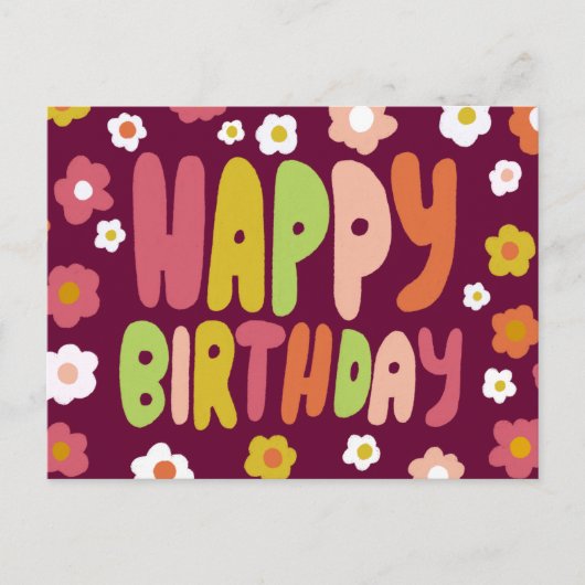 HAPPY BIRTHDAY Daisies Bubble Letters CUSTOM Bday Briefkaart (Voorkant)