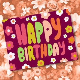 HAPPY BIRTHDAY Daisies Bubble Letters CUSTOM Bday Briefkaart
