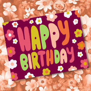 HAPPY BIRTHDAY Daisies Bubble Letters CUSTOM Bday Briefkaart