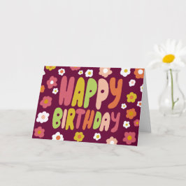 HAPPY BIRTHDAY Daisies Bubble Letters CUSTOM Bday Kaart