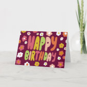HAPPY BIRTHDAY Daisies Bubble Letters CUSTOM Bday Kaart (Voorkant)
