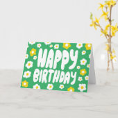 HAPPY BIRTHDAY Daisies Bubble Letters CUSTOM Bday Kaart (Gele Bloem)