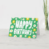 HAPPY BIRTHDAY Daisies Bubble Letters CUSTOM Bday Kaart (Voorkant)