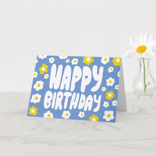 HAPPY BIRTHDAY Daisies Bubble Letters CUSTOM Bday Kaart (Kleine Plant)