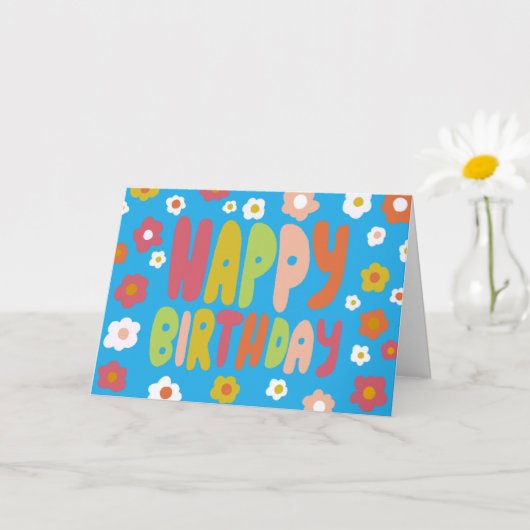 HAPPY BIRTHDAY Daisies Bubble Letters CUSTOM Bday Kaart (Kleine Plant)