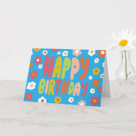HAPPY BIRTHDAY Daisies Bubble Letters CUSTOM Bday Kaart