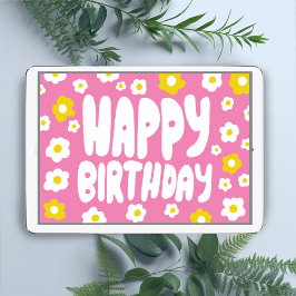HAPPY BIRTHDAY Daisies Bubble Letters CUSTOM Bday Kaart