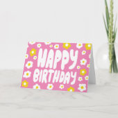 HAPPY BIRTHDAY Daisies Bubble Letters CUSTOM Bday Kaart (Voorkant)