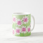 Happy Birthday Daisy Garden Design Coffee Mok (Voorkant rechts)